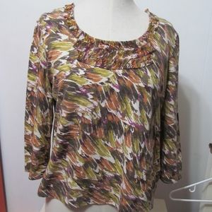 Ruby Rd. 3/4 Sleeve Abstract Design Top Sz PL